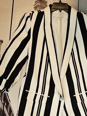 Peter Nygard Black and White Vertical Stripe Blazer
